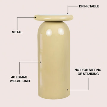 Miles 22.75" Mid-Century Modern Metal Sleek Cylinder Drink Table